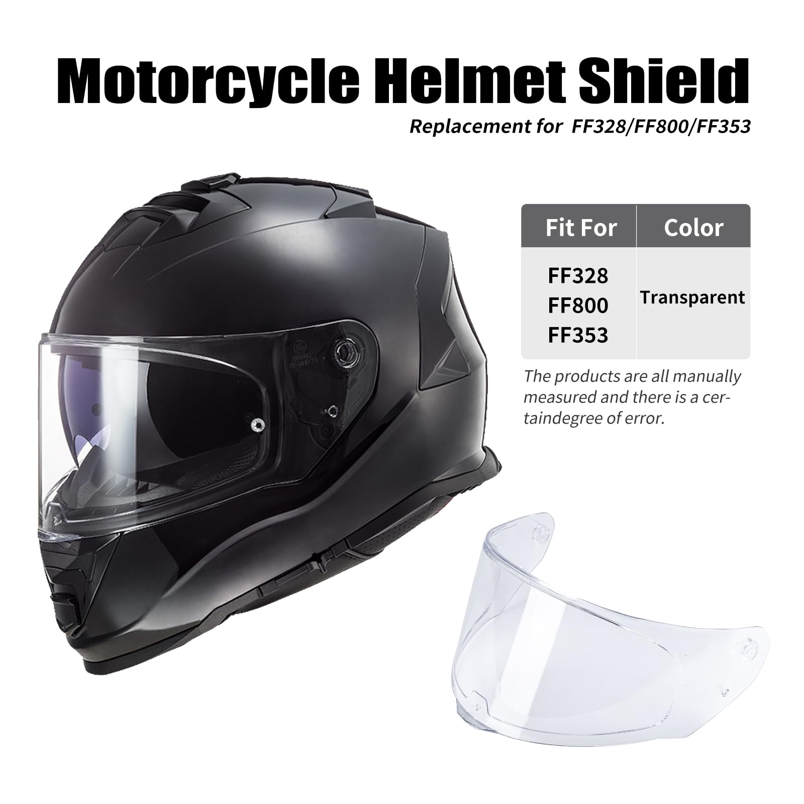Helmvisier für LS2 FF800/FF353/FF328,Motorradhelm Visier,Motorrad Windschutz Helm Objektiv Visier Vollgesichts,Helmvisiere Zubehör Ersatz,Nicht für andere Modelle empfohlen (Transparent)