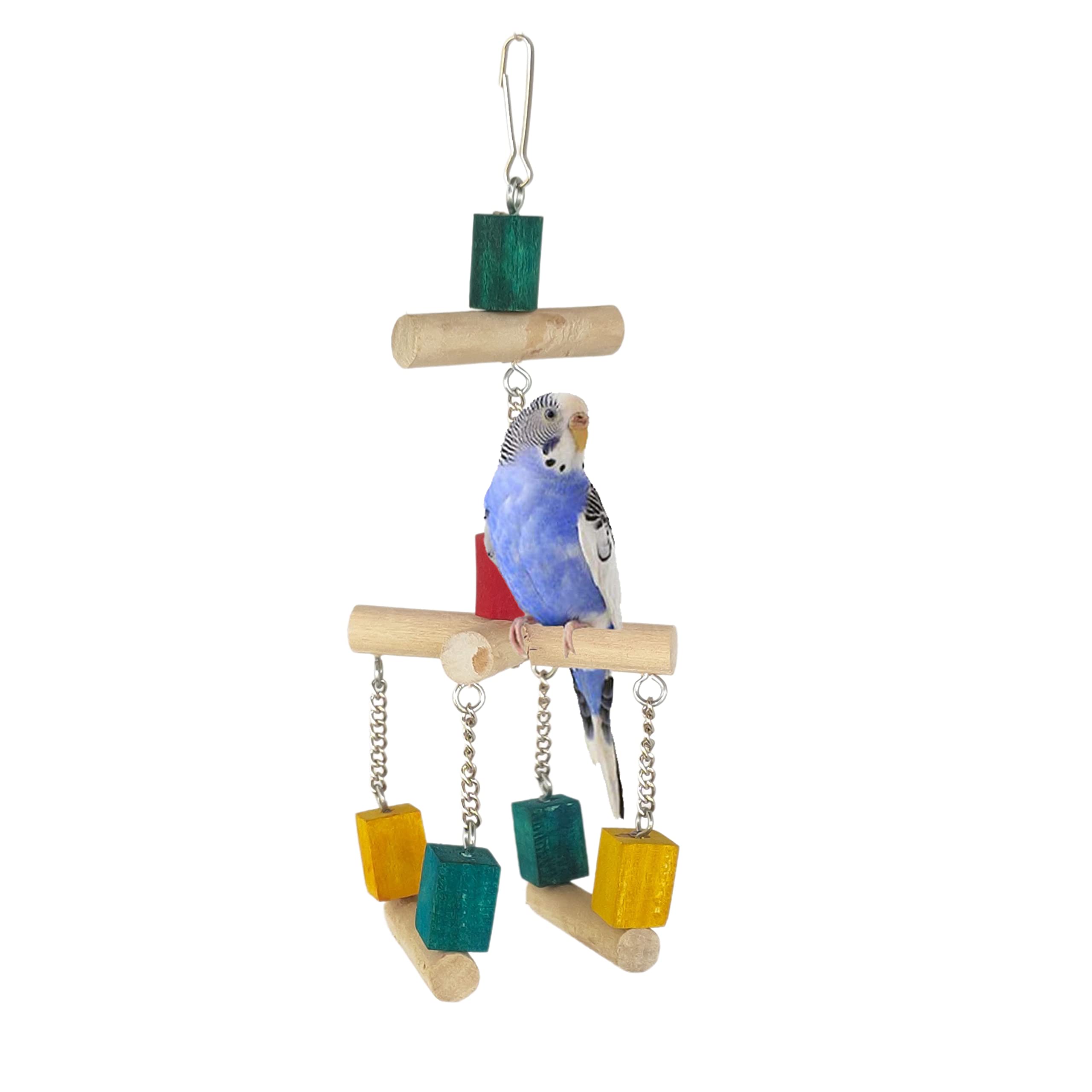 KSK Parrot Cage Hammock Swing 14 Inches, Natural Wood Swing for Parrot Parakeet Budgie Cockatiel Cage with Metal Chain and Clasp (1 Pack) (B01MZY77AC) Amazon Price History, Amazon Price Tracker