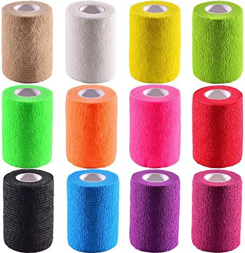 Self Adhesive Bandage Wrap - 12 Rolls Black Cohesive Tape 2" X 5 Yards Each