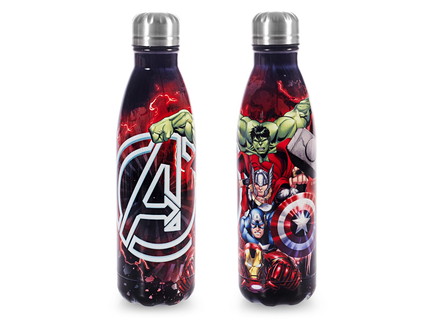 H&H Bottiglia Termica, Bambini e Adulti, Borraccia in Acciaio Inox, Decoro Avengers Redstorm - 0,5Lt, Isolamento Termico, Design Unico, Ideale per Sport e Tempo Libero, Idea regalo