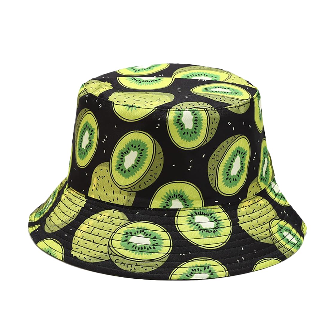 Ceoon Unisex Banana Lemon Pineapple Avocado Orange Fruit Print Bucket Hats Sun Hat for Womens, Kiwi, One Size