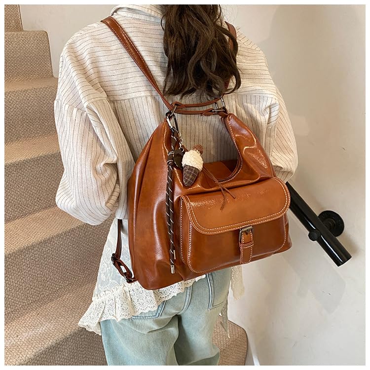 Y2K Shoulder Bag, Slouchy Vegan Leather Hobo Bag, Trendy Brown Purse for Fall and Winter4