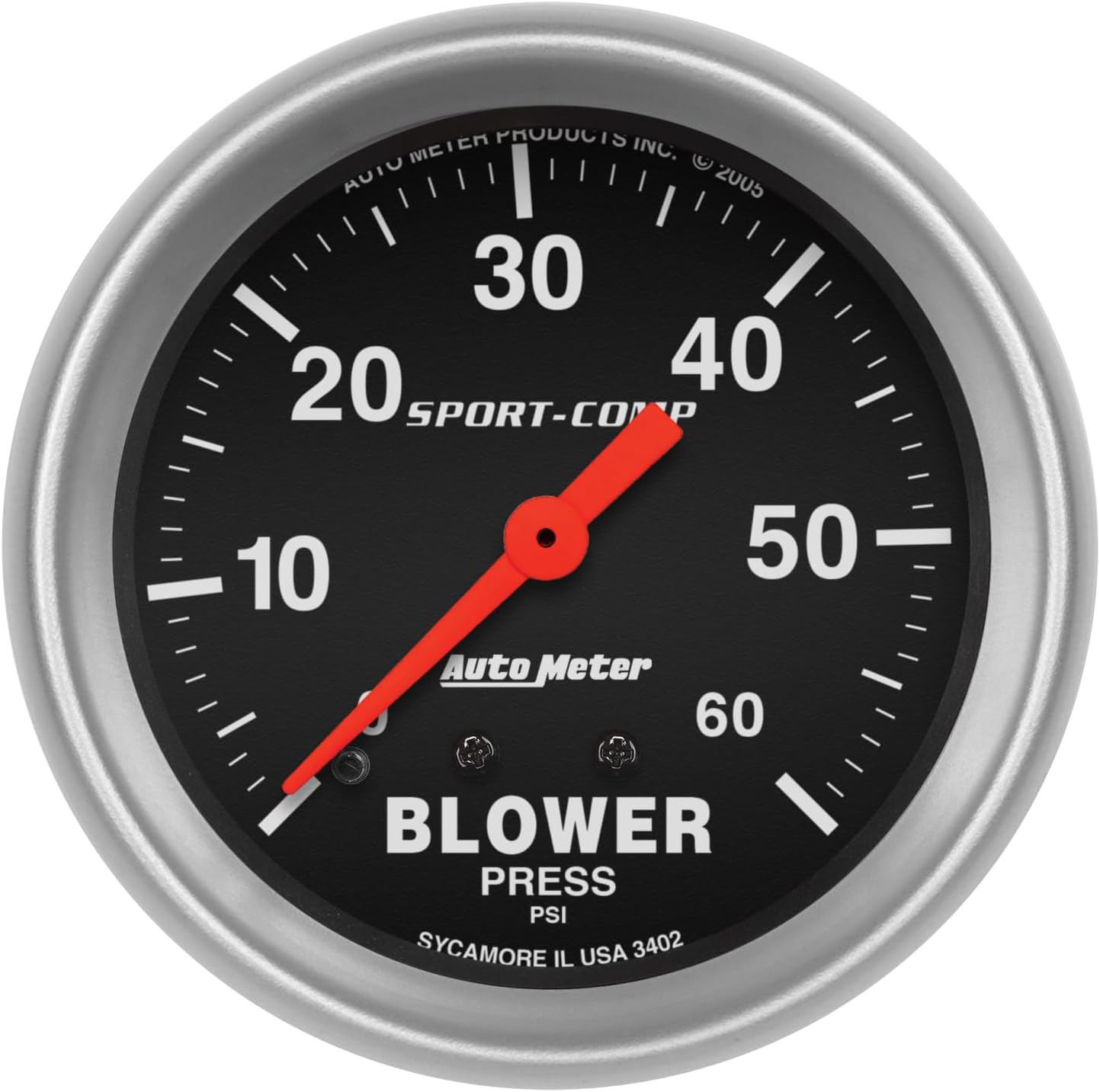 Auto Meter 3402 Sport-Comp Mechanical Blower Pressure Gauge,2.625 in.