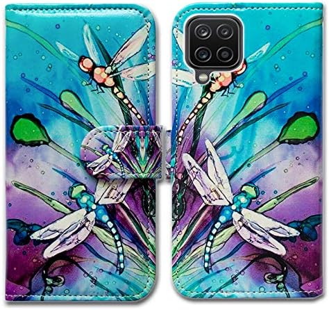 BCOV Galaxy A12 Case, Cute Dragonfly Leather Flip Phone Case Wallet Cover with Card Slot Holder Kickstand For Samsung Galaxy A12 2021