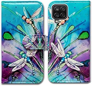 BCOV Galaxy A12 Case, Cute Dragonfly Leather Flip Phone Case Wallet Cover with Card Slot Holder Kickstand For Samsung Galaxy A12 2021