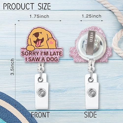 Miniatura 2 de Sorry I'm Late I Saw A Dog - Carrete de insignia con clip de tiburón de metal para oficina, hospital, laboratorio, identificación, regalo para