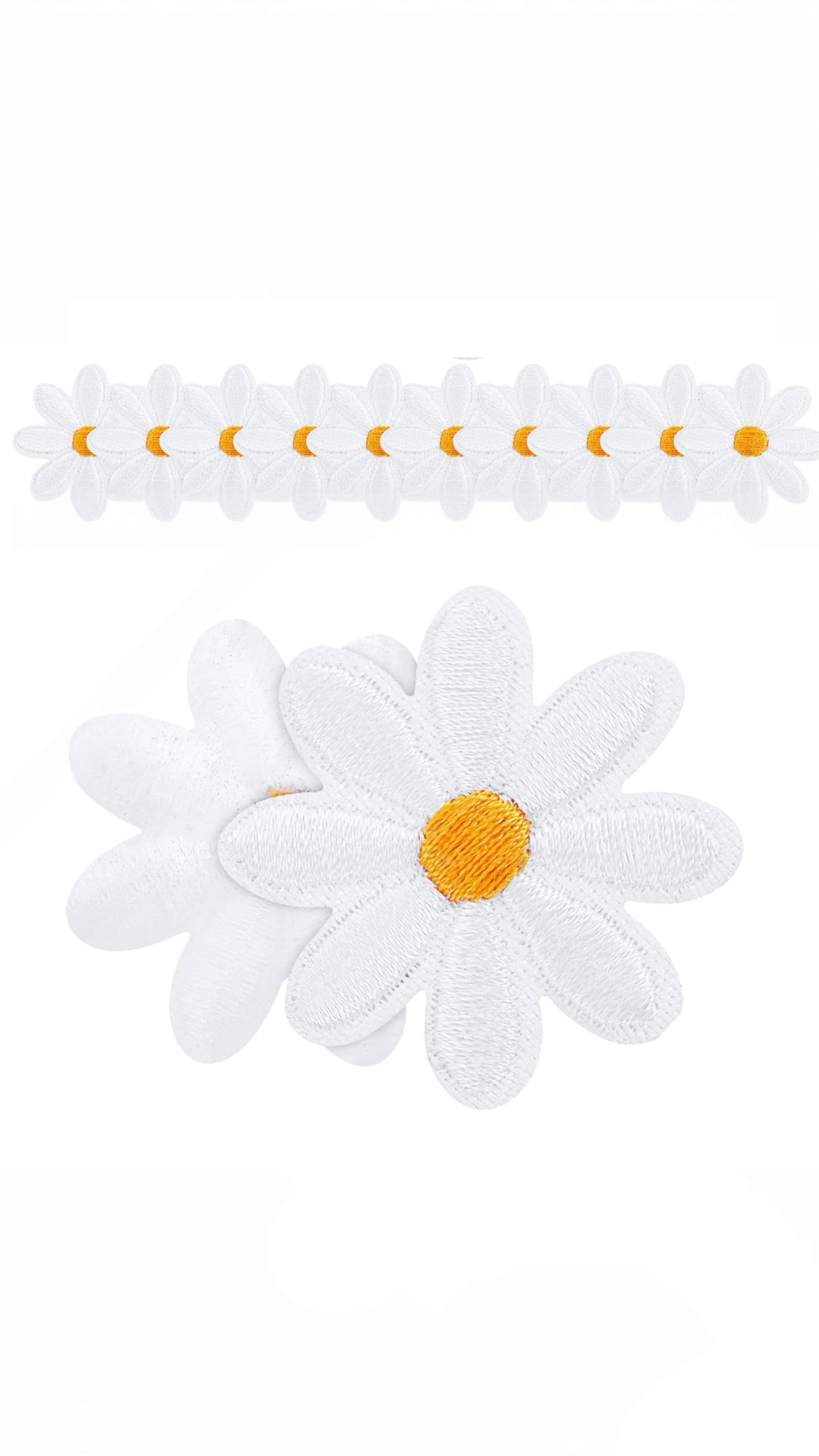 Daisy Flower Patch Set - 20 Iron On Patches for DIY Fashion on T-Shirts, Backpacks, Hoodies, Shoes, and Bags - Delicate Embroidered Appliques - 1.38 Inch Blooms