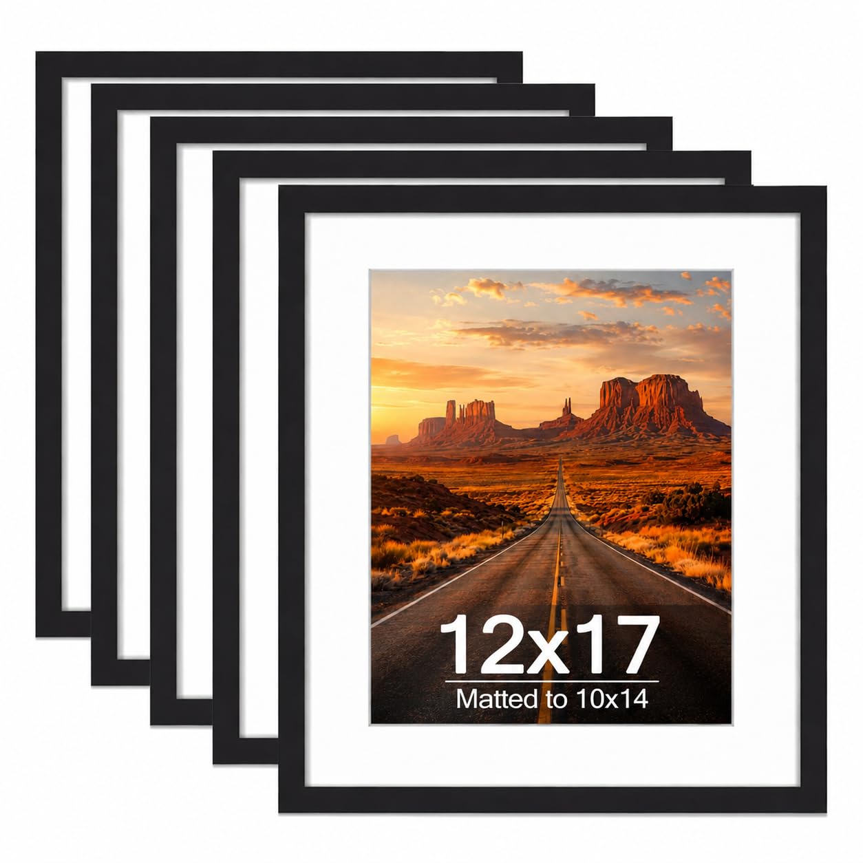 12x17 Picture Frame with 10x14 Mat, 5 Pack