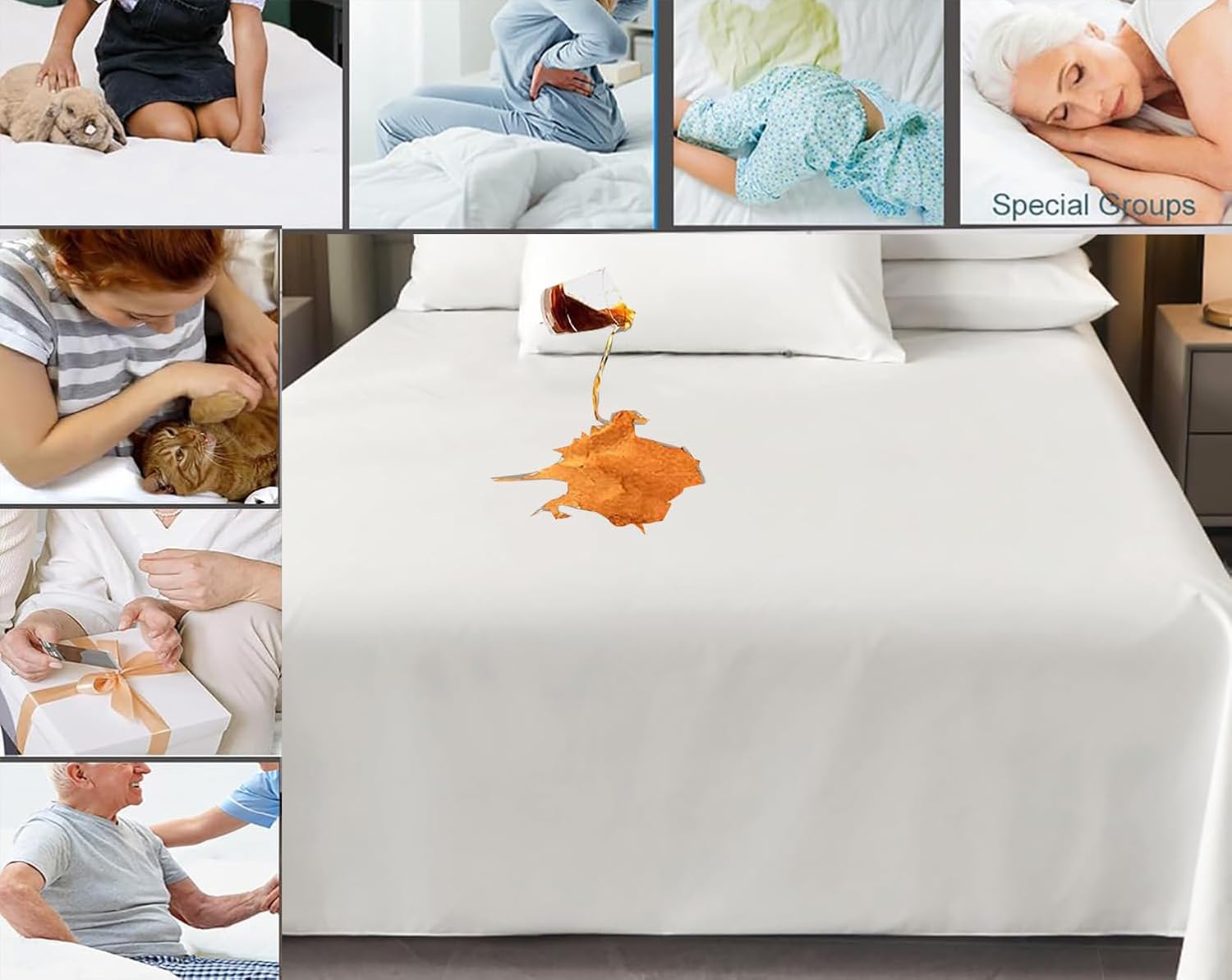 Waterproof Bed Flat Sheet Cotton Reusable Washable Mattress Protector Sheet Outdoor Furniture Cover for Bedding,Couch,Hotel, Nursing Homes Size 78.7" X 90.5". (White,Queen) - Image 6