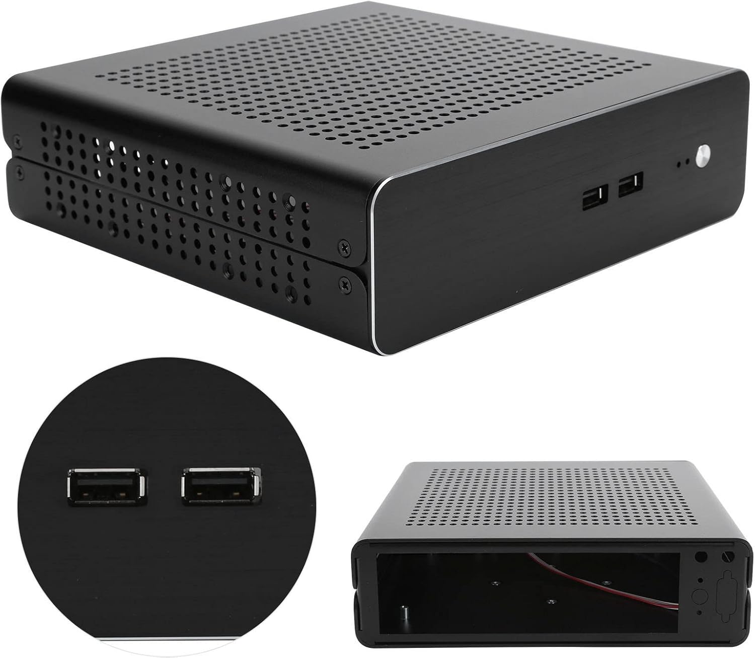 Zunate Mini ITX Gaming PC Case - Full Aluminum HTPC Chassis for 170x170mm Motherboard, Compact Design with USB 2.0 Port and Enhanced Cooling System