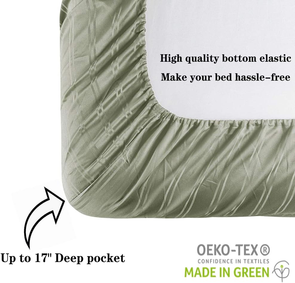 Full Size Bed Sheet Set 4 Pieces, ELINEN 450 Thread Count 100% Long Staple Cotton Sheets, Sateen Weave, Up to 18" Deep Pocket, Breathable & Fade Resistant