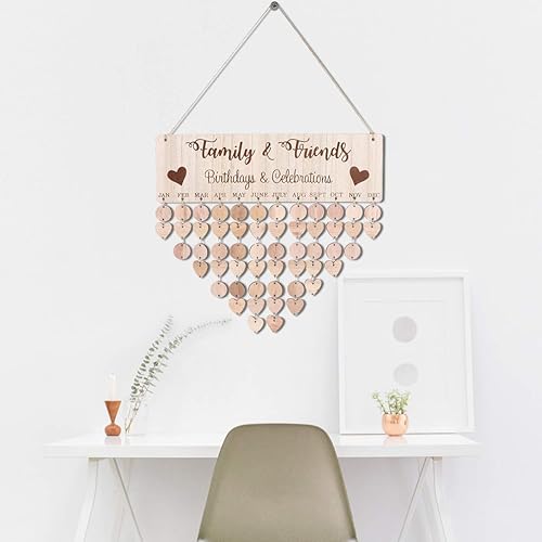Miniatura 6 de BESPORTBLE Calendario de madera para colgar, placa de decoración para boda, aniversario, cumpleaños