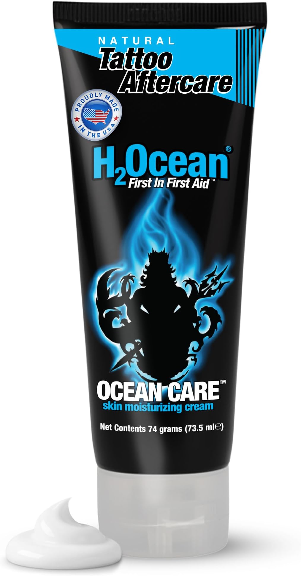 Ocean Care Tattoo Aftercare Lotion – Fragrance & Dye Free Tattoo Moisturizing Cream – Water-Based Vegan Skin Care for New & Old Tattoos – Heals, Revitalizes & Hydrates Tattooed Skin, 2.5oz