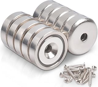 MAGXCENE 10 Stück Neodym Magnete Extra Stark 6 KG Kraft 16 x 5 mm mit Loch und Kapsel, Senkkopf-Topfmagnet mit Schrauben S...
