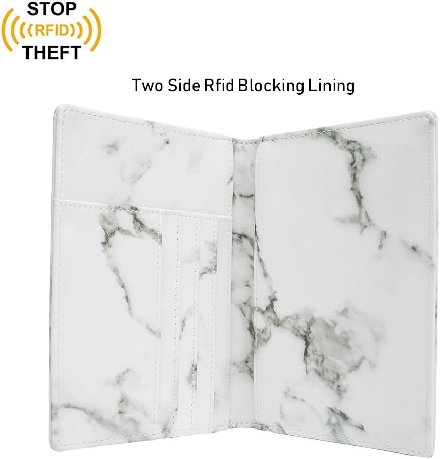  | Leotruny Passport Holder Cover Waterproof Rfid Blocking Travel Wallet Case (White Marble) | Passport Covers