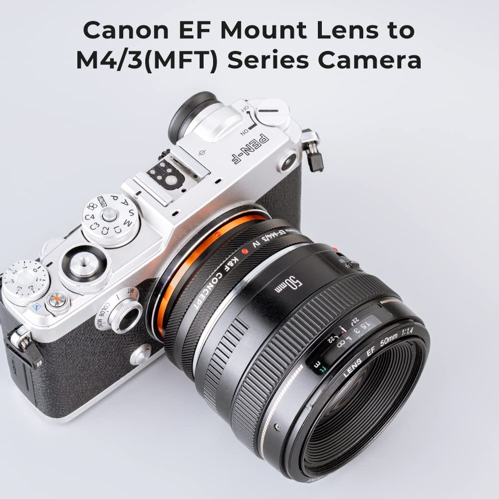 K&F CONCEPT Lente Mount Adattatore EOS-M4/3 IV Manuale Fuoco: Compatibile con Compatibile con Canon (EF/EF-S) Lente a Micro Quattro Terzi (M4/3) Mount Corpo Fotocamera