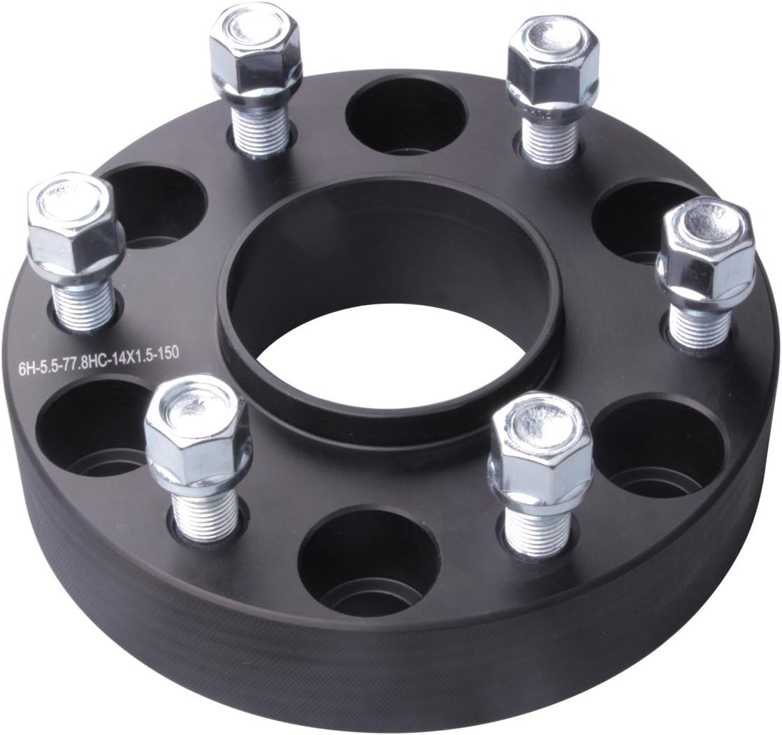 DCVAMOUS 4PC Black 6x5.5 Hubcentric Wheel Spacers 1.5 Inch with 14x1.5 Studs Compatible with Chevy GMC 6 Lug 6x139.7 for 1999-2026 Silverado Sierra 1500, 1988-2026 Suburban Yukon, 2019-2026 RAM-1500