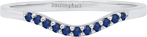 Miniatura 2 de Dazzlingrock Collection Anillo de boda apilable con 11 piedras preciosas o diamantes redondos para mujer en plata de ley 925