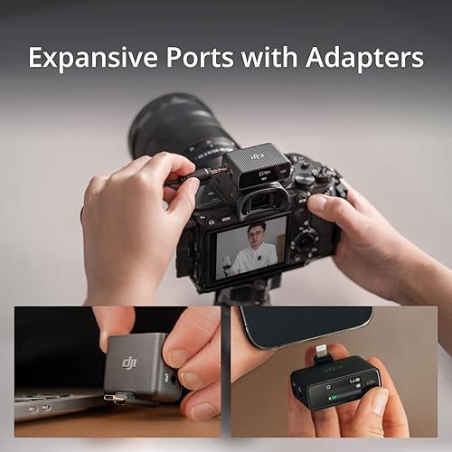 Miniatura 4 de DJI Micrófono 1 TX  1 RX micrófono inalámbrico Lavalier alcance de 8202ft 820 pies compacto y ultraligero grabación de 14 horas micrófono