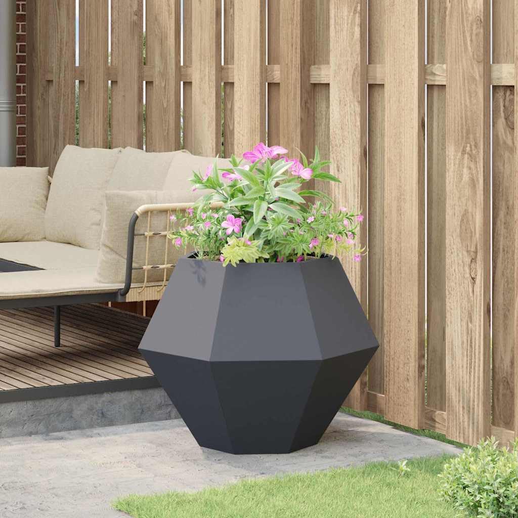Fioriera da Giardino in Acciaio Antracite, Vaso Esterno 75x75x60 cm | Vasca rettangolare per piante e fiori, ideale per arredare il balcone, il patio o il terrazzo con stile moderno.