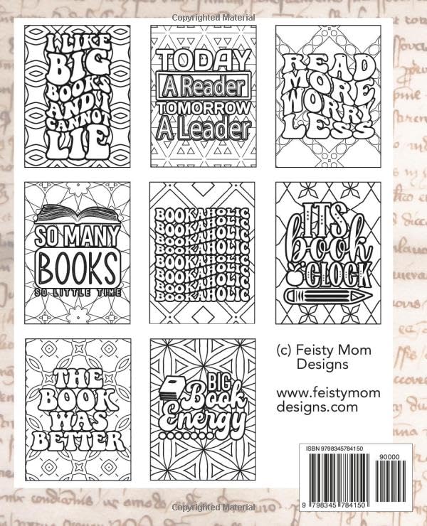 Book Lovers Adult Coloring Book – A Cozy Escape for Introverts and Avid Readers!: 50 Unique Designs - 7.5" x 9.25" image 3