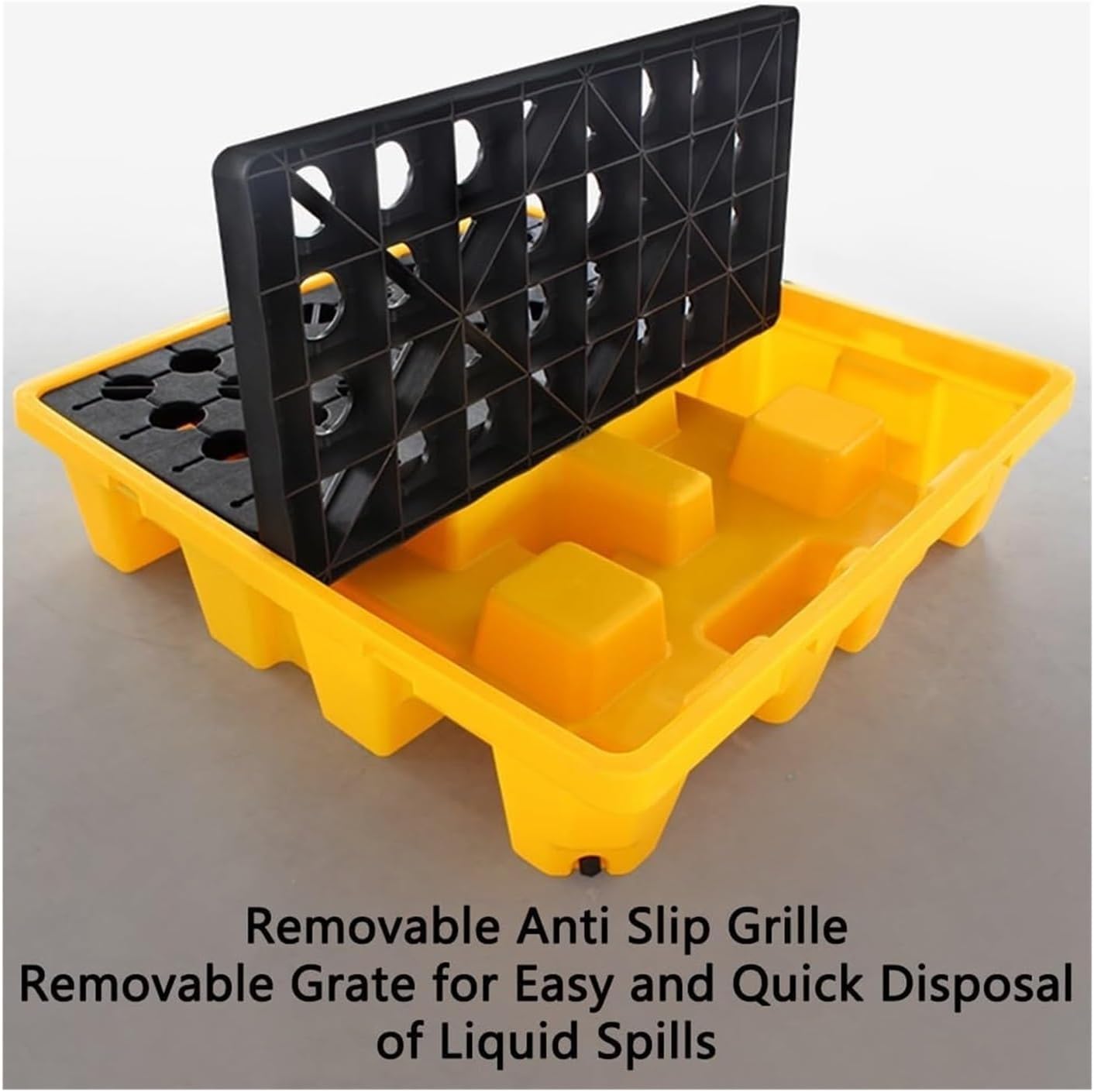 Modular Spill Containment Platform with Drain, Heavy-Duty Leakproof Oil Barrel Tray, Anti-Slip Pallet for Factory & Garage - Ideal for Paint Buckets (49x35x9cm)