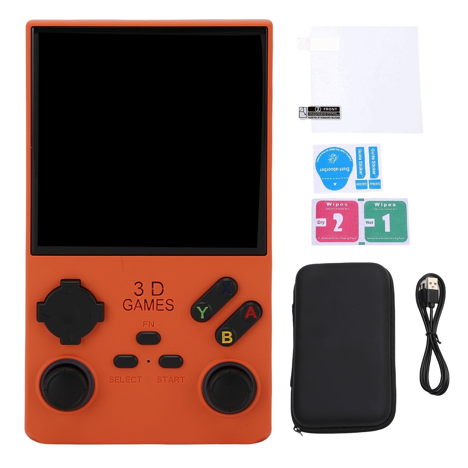 Annadue Console di Gioco Portatile da 4 Pollici, Console di Gioco retrò Portatile con Spazio di Archiviazione da 256 GB, Altoparlante da 8 W, 720x720, Open Source, per Videogiochi da Viaggio (ORANGE)
