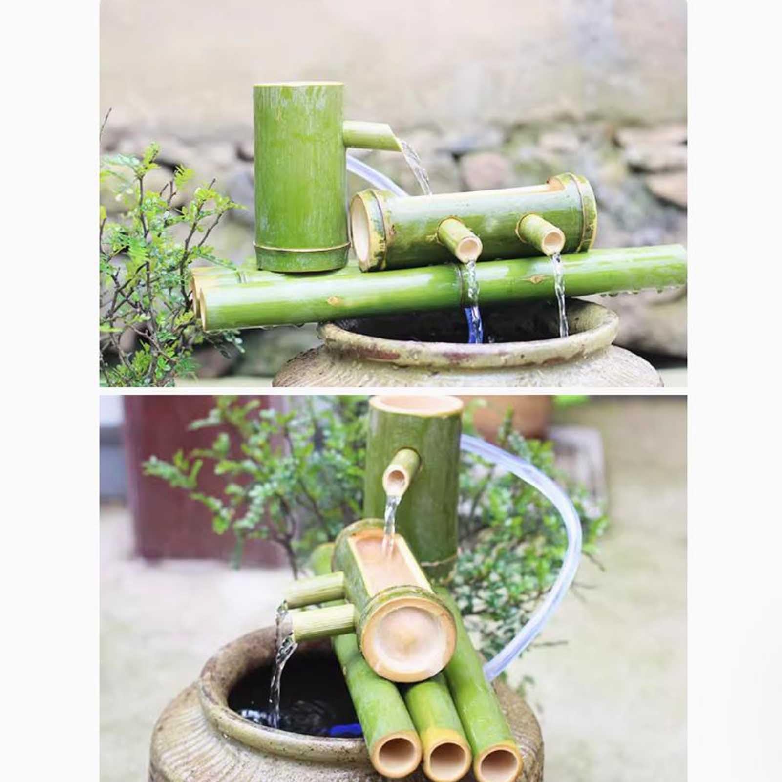 Bambusbrunnen mit Pumpe | 35–60 cm großer Zen-Garten im Freien: handgefertigter Bambus-Wasserbrunnen mit Pumpe