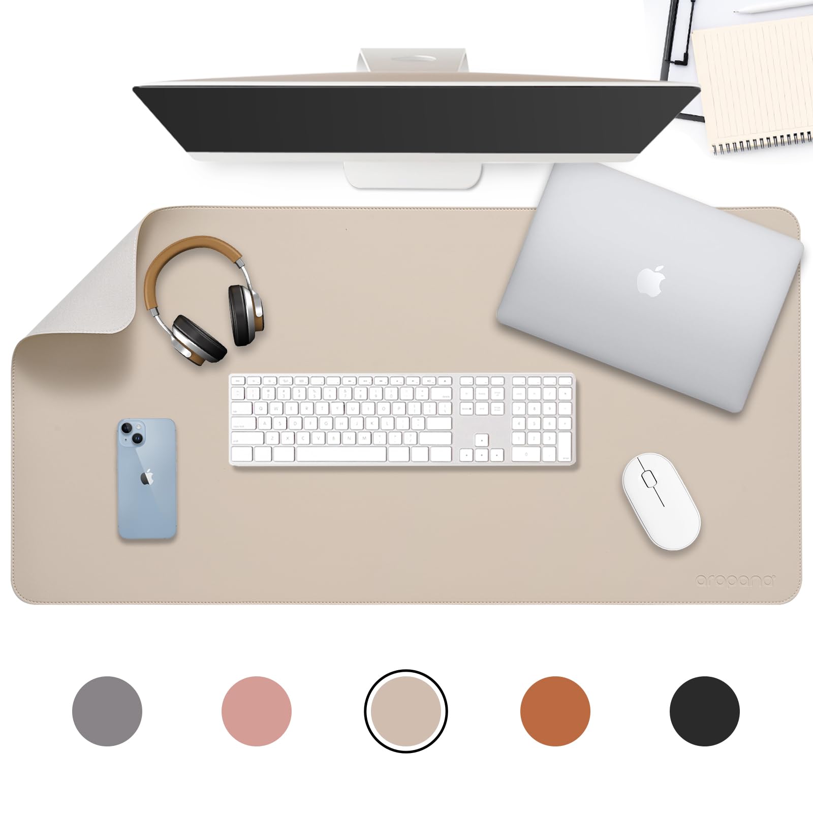 AROPANA Anti-Slip Extended Mouse Pad 120x60cm | PU Vegan Leather Desk Mat | Large Computer Desk Protector Pad with Suede Base for Keyboard, Laptop, Office & Home (Grey) — Amazon image 21