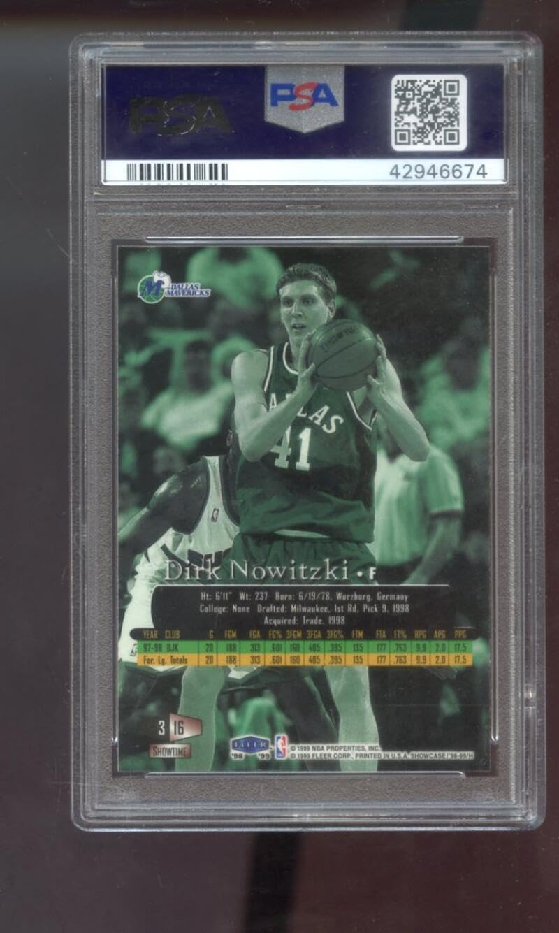 1998-99 Flair Showcase Row 3#16 Dirk Nowitzki ROOKIE RC PSA 9 Graded Basketball Card NBA 98-99 Dallas Mavericks 1998-1999