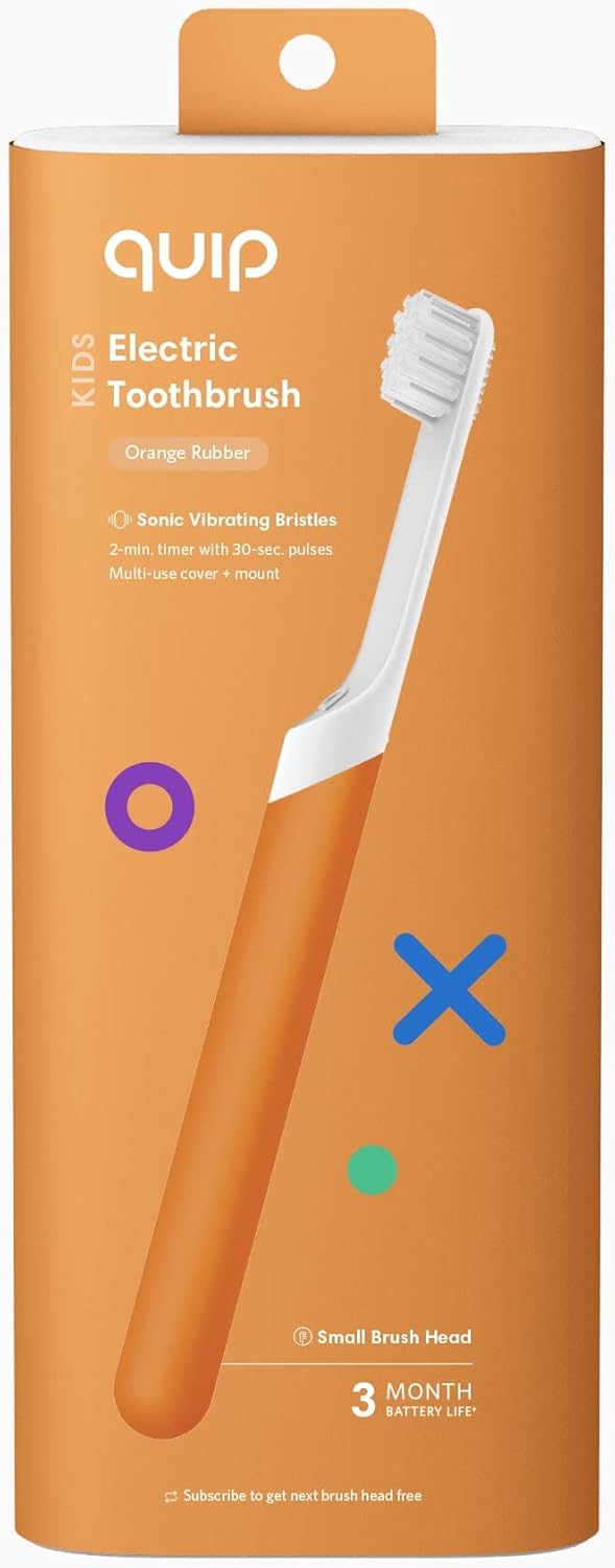 Quip Kids Electric Toothbrush Sonic Toothbrush with Small Brush Head, Travel Cover