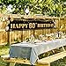 Large Happy 60th Birthday Decoration Banner, Black and Gold Happy 60th Birthday Banner Sign, 60th Birthday Party Decorations Supplies(9.8x1.6ft)