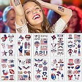 4th of July Temporary Tattoo Kids Adults, 100pcs Fake Tattoos, Independence Day Fourth of July Water