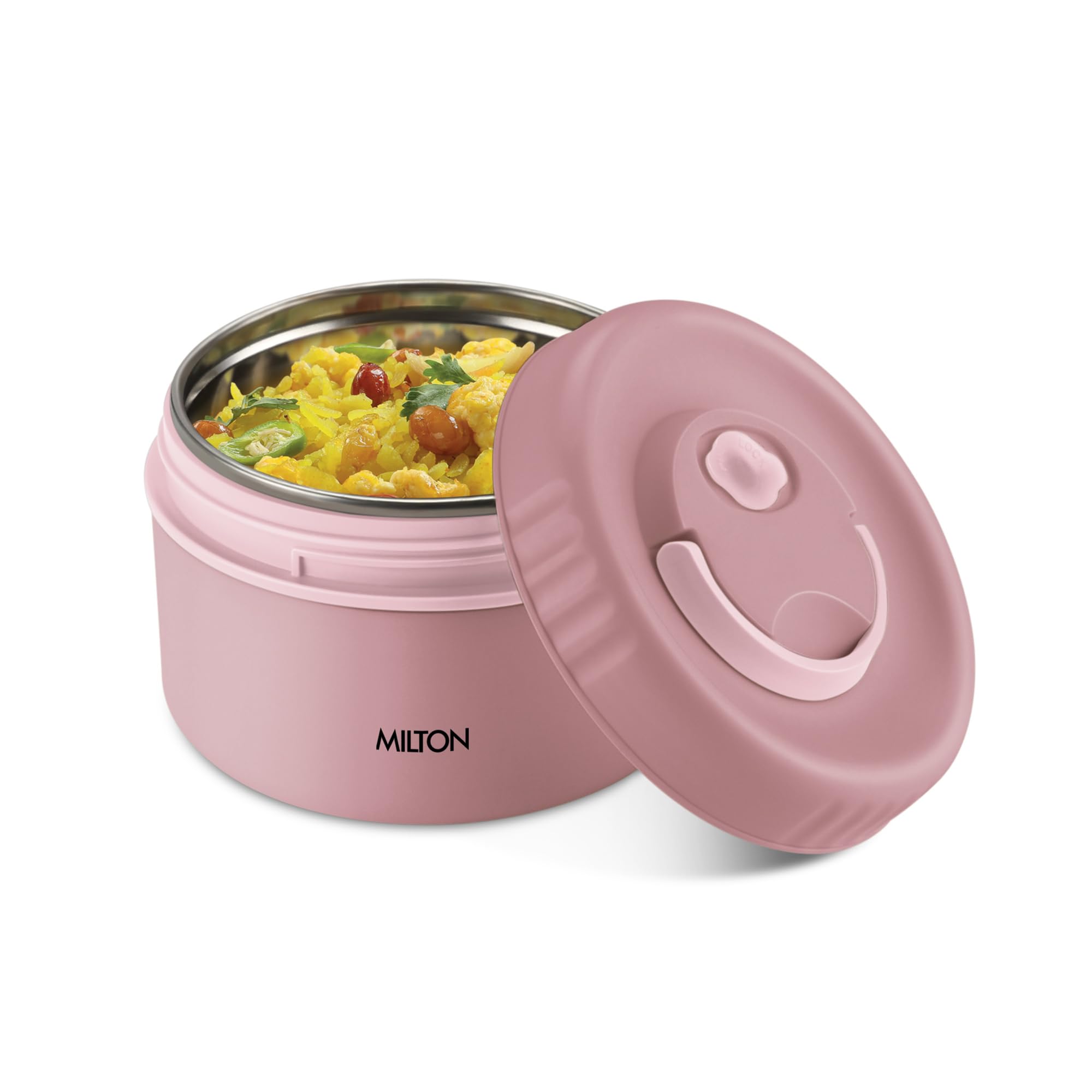 MILTON Snack Box Big I Inner Steel, PU Insulated 510 ml I Leak Proof with Air Vent I Lunch Box for Office Use, School I Pink