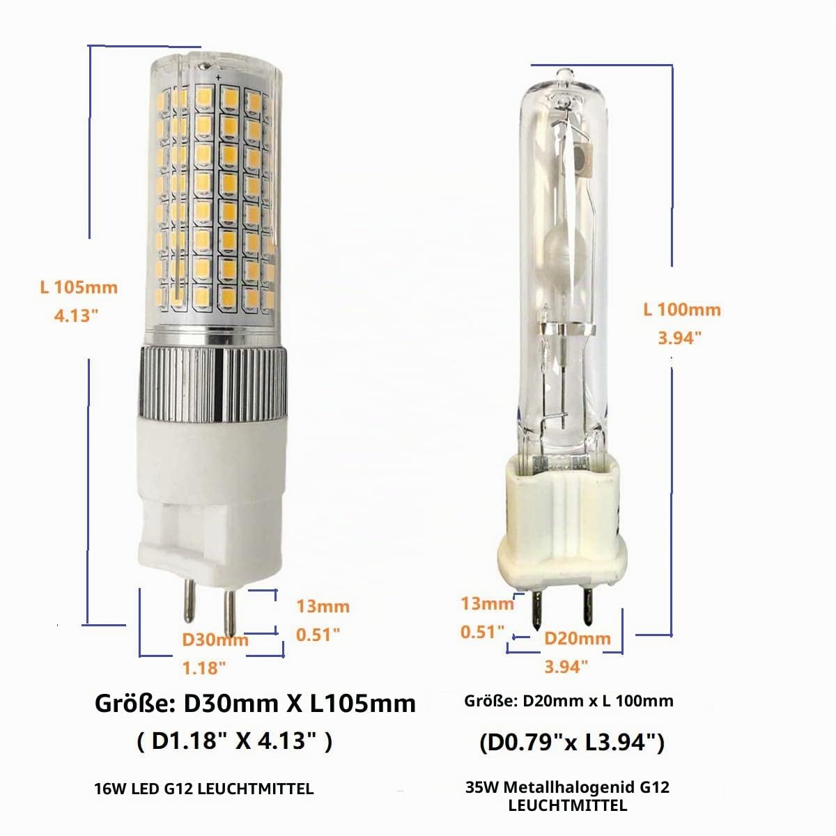 QLEE G12 LED-Leuchtmittel, 16 W, Keramik, Mais Light LED G12 Sockel T6 4000 K Naturweiß entspricht 200 W Lampe 2 Pin Ceilling Light Downlight Office Building Light 4 Stück