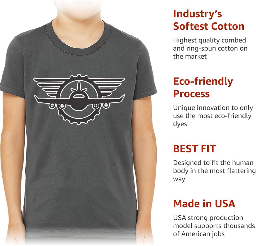 Plane Print Kids' T-Shirt - Airplane T-Shirt - Minimalist Tee Shirt for Kids