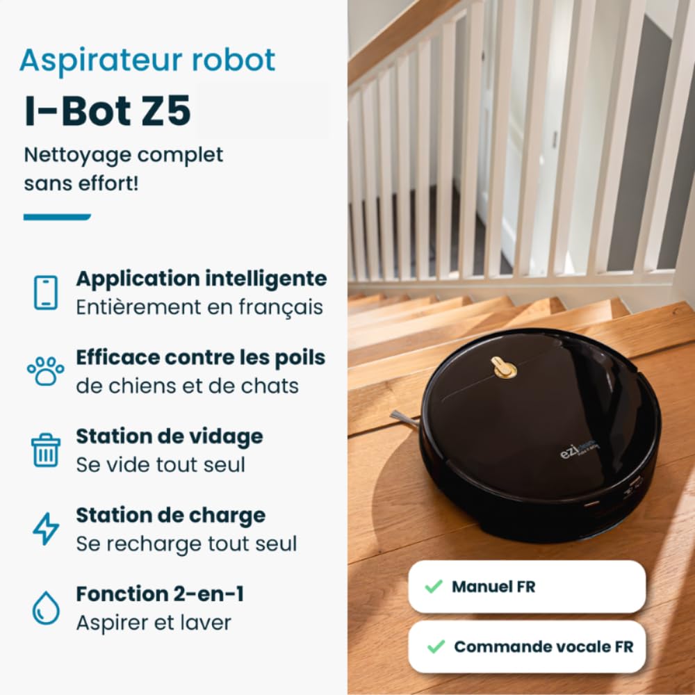 eziclean® I-Bot Z5 robot odkurzający podłączony do odkurzacza