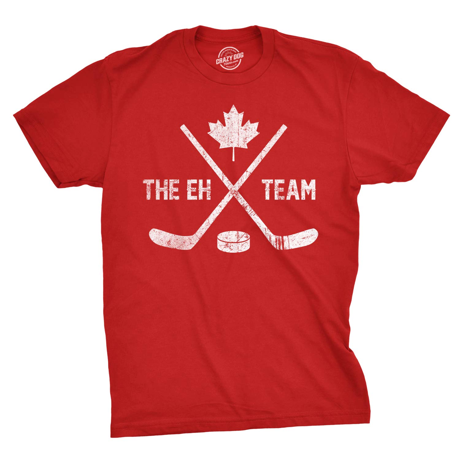 Crazy Dog T-ShirtsMens The Eh Team Canadian Hockey Sticks Funny Canada Gift Cool Graphic Tee