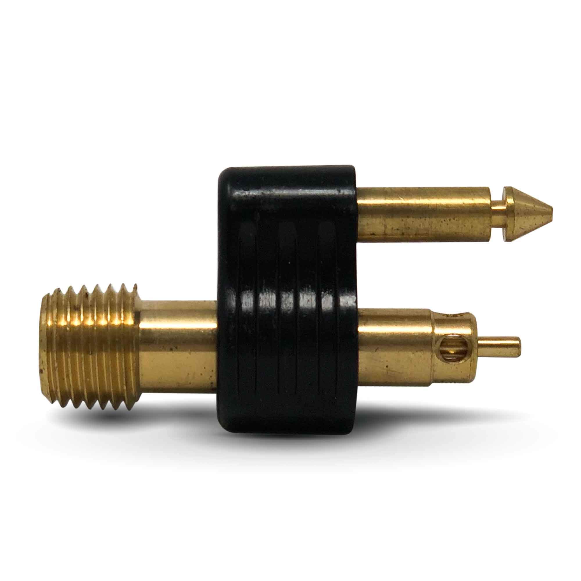 Five Oceans 1/4" NPT Male Fuel Tank Connector for All Yamaha Female Tank End Connector & Mercury Female Tank End Connector Pre-1998, 2-Prong, Brass - FO4408