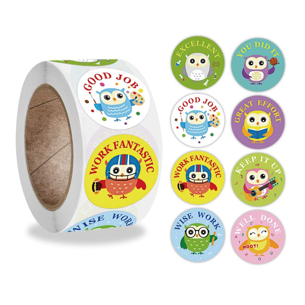 Bogeel As Show 500 Pieces/Roll Cartoon Animal Owl School Teacher Motivate Students Reward Stickers