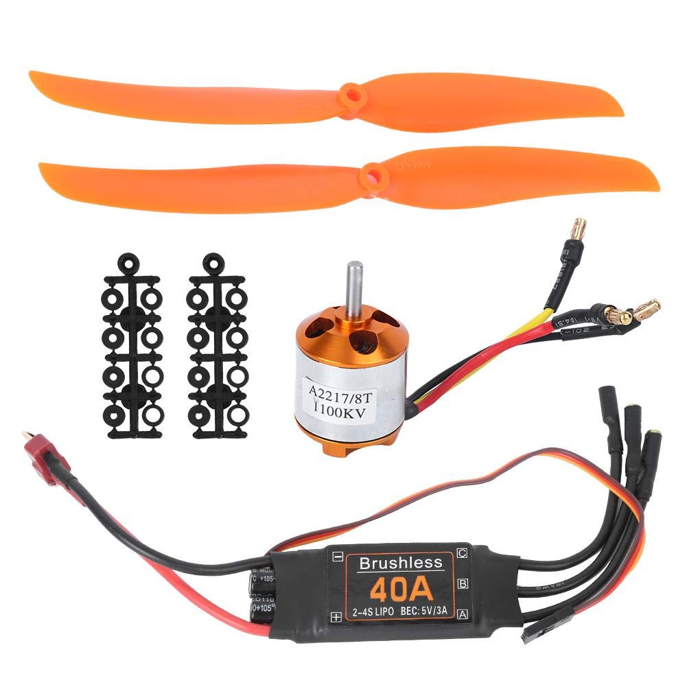 Dilwe Kit di Alimentazione Aereo RC, Motore Brushless 1100KV 40A ESC SG90 9G Servo 1060 Compatibile con Aereo RC(Motore 1100KV + ESC 40A + Servo 9G + 1060)