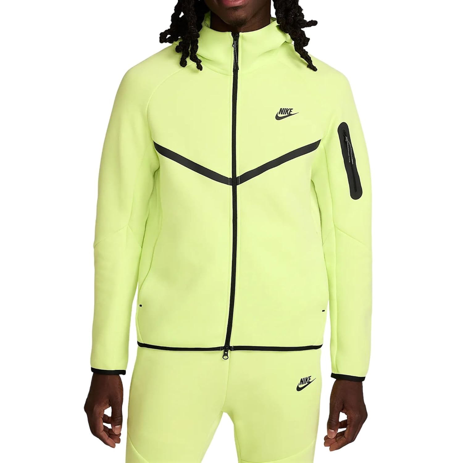 Nike Tech Mens Full-Zip Windrunner Hoodie HV0949-736 Light Lemon Twist Black Size XX-Large