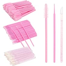 300pcs Eyelash Extension Supplies Kit Disposable Micro Swab Brush Eyebrow Pulley Lipstick Brush Mascara Wand Applicator Makeup Brush Tools PINK Set