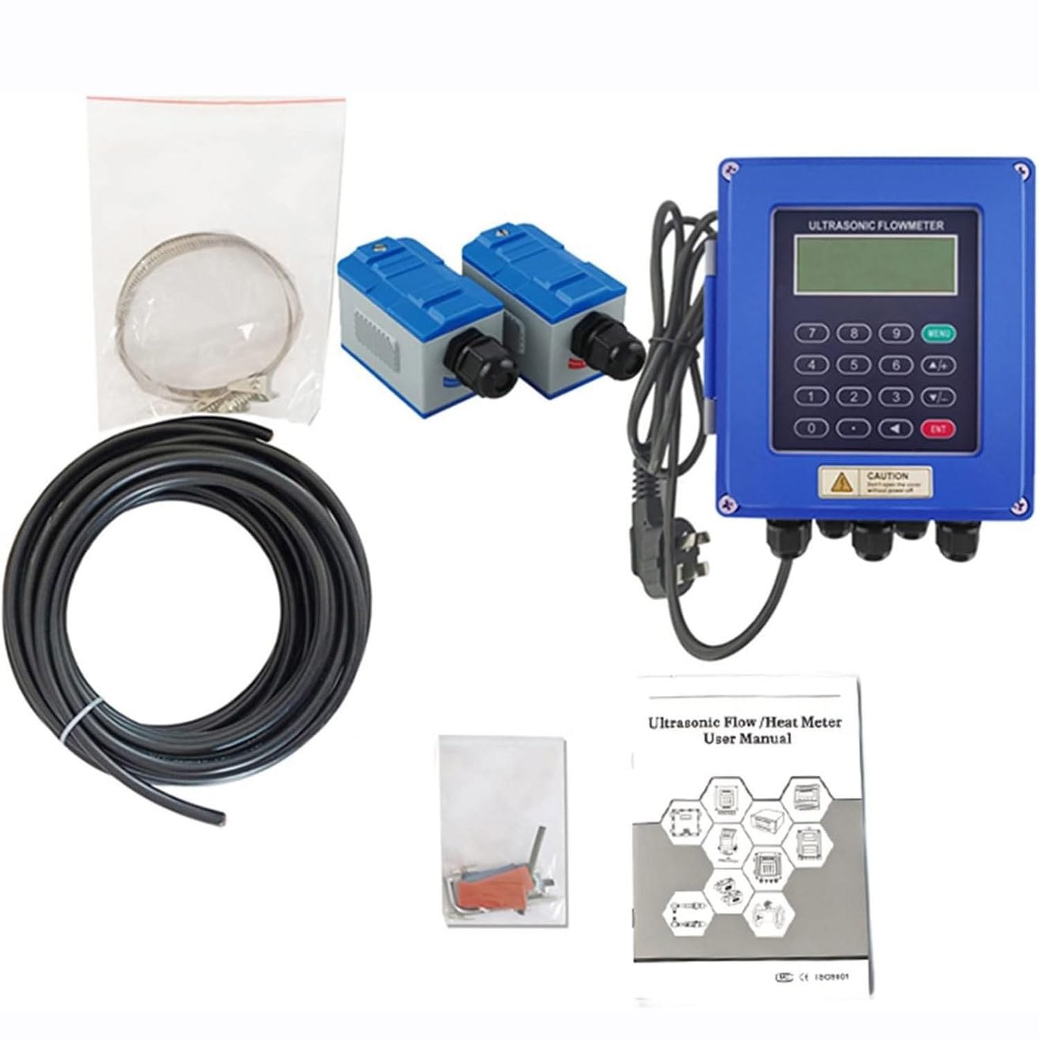 Medidor de flujo ultrasónico para agua líquida, pantalla LCD, con transductores de abrazadera DN15-6000 mm, medición precisa para un control de flujo eficiente