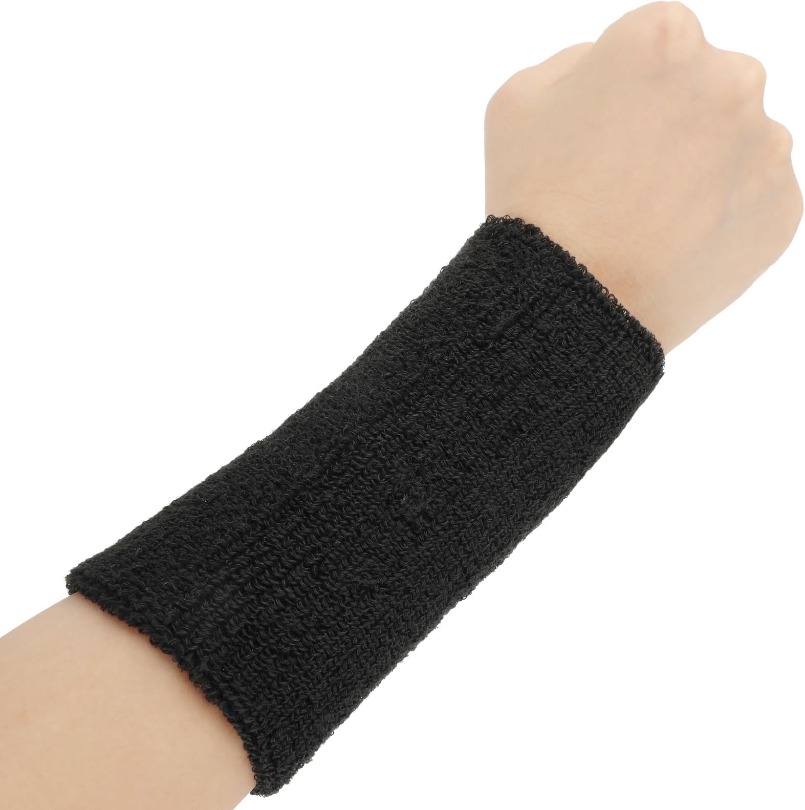 COMNICO 2 Pcs Wrist Sweatbands Elastic Sport Wristbands 6 Inch Absorbent Terry Cloth Armbands Long Cotton Athletic Wrist Bands for Working Out Football Basketball Tennis Gym Costumes Cosplay