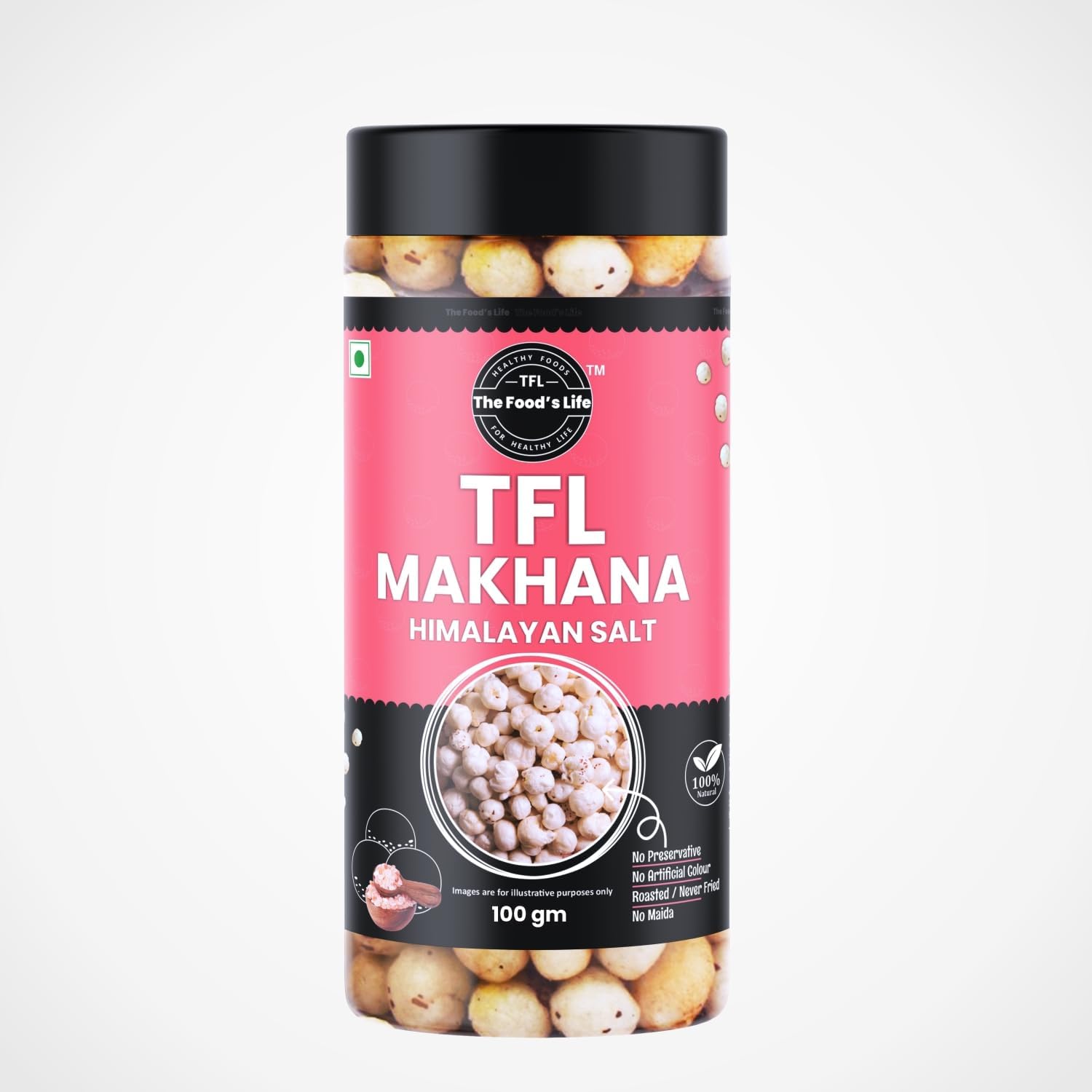 The Food's Life Himalayan Salt Rosted Makhana | Rosted Makhana | Makhana|Makhana With Healthy Snacks|Makhana Namkeen Snacks| Makhana Healthy Food | Makhana 100 Gram