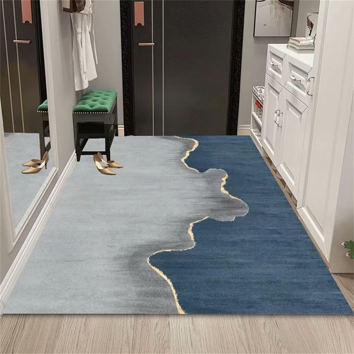 Tapis de chambre doux anti-fatigue grand tapis bleu gris 160x200