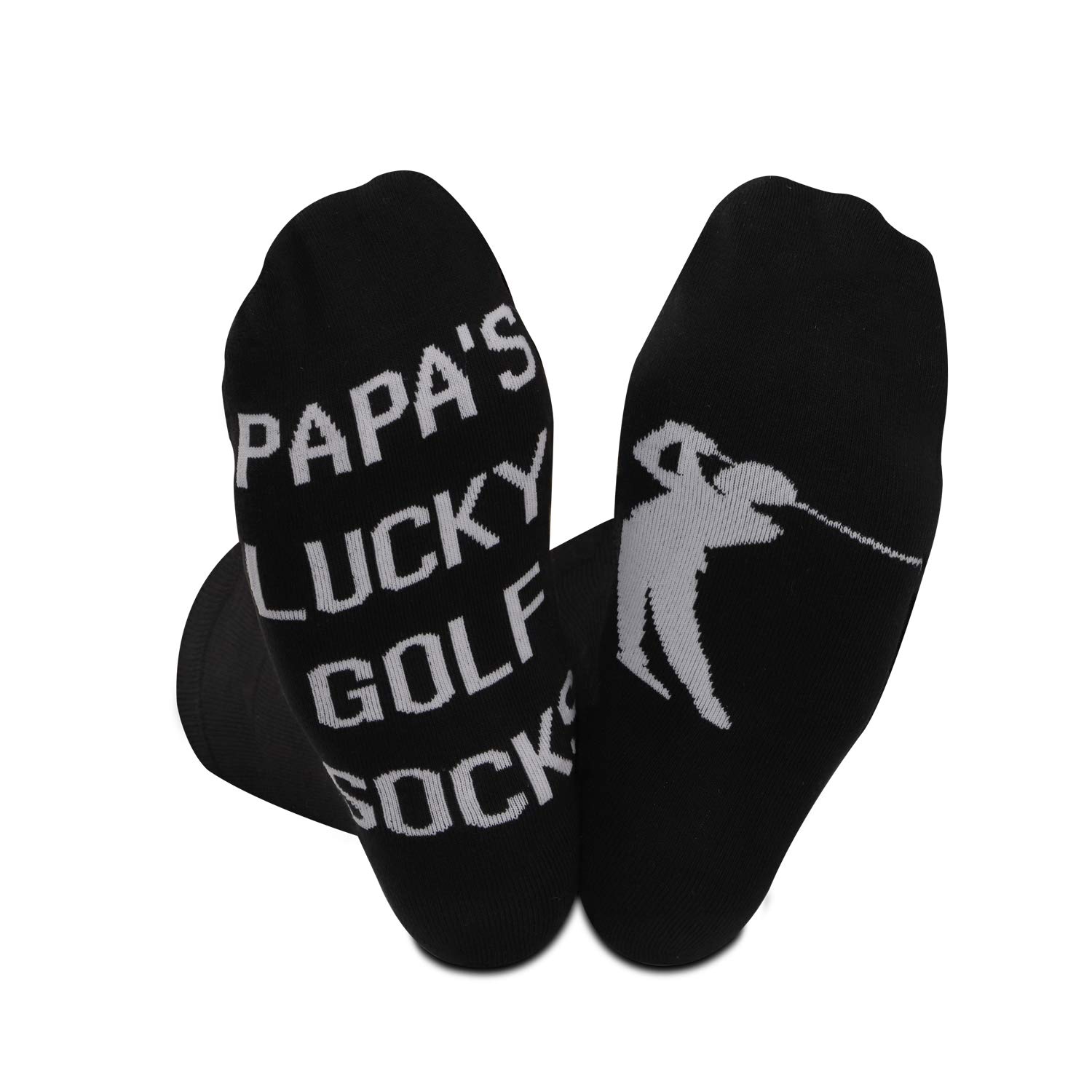 Jtouk Men's Lucky Golf Papa Eu Golf Gift For Grandpa Daddy Papa’s Lucky Golf Socks Novelty Golfing Socks For Father’s Day Gift (Lucky Golf Papa Eu)