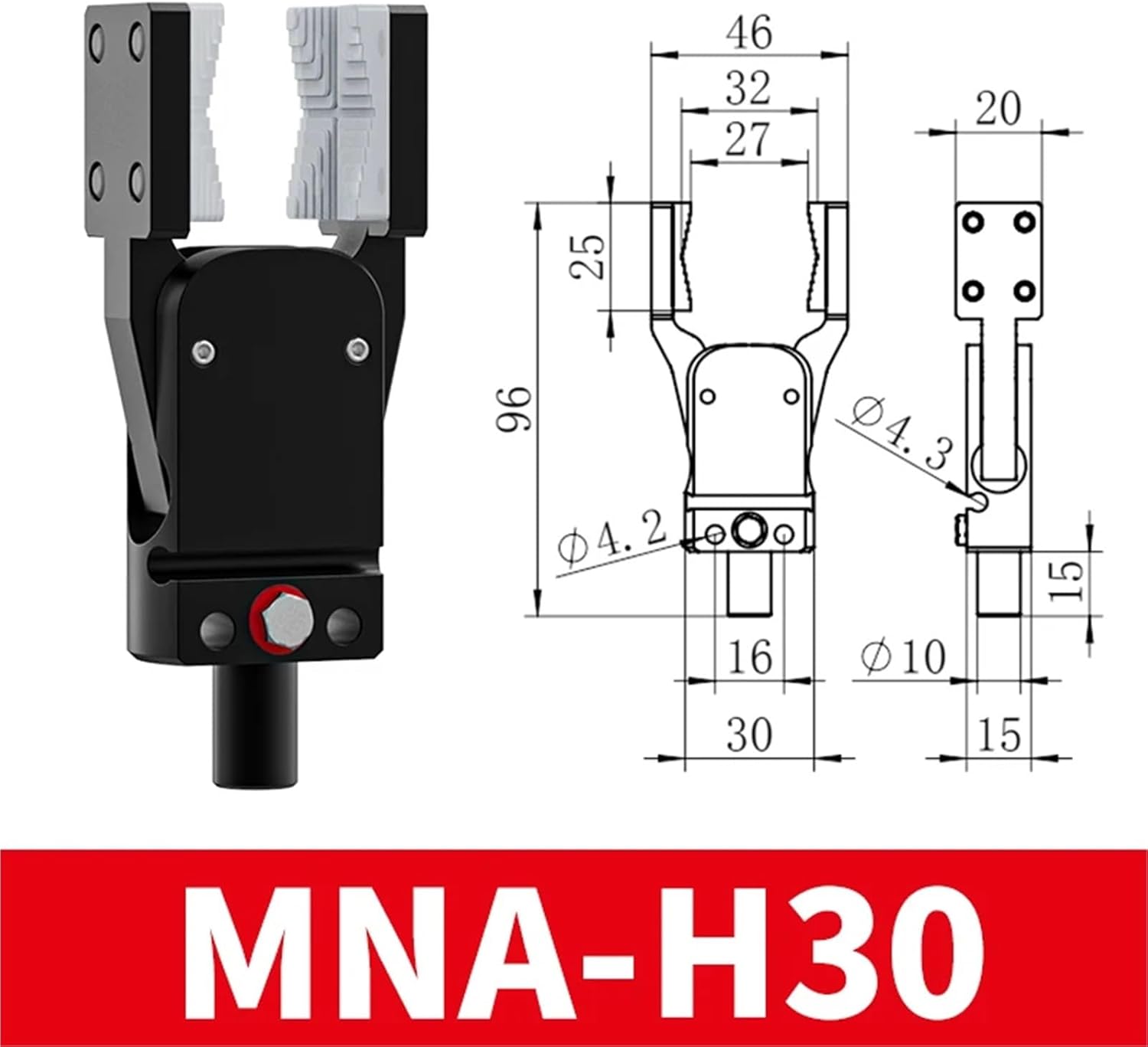 1pcs MINIA with Sensor arc-Shaped and Wide Open Grab Air Cylinder Robotic Pneumatic Mini Robot Gripper(MNA-H30)