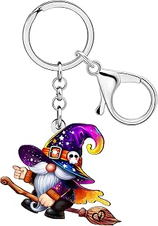 Acrylic Halloween Mystery Gnomes Witch Keychain Gnome Gifts for Women, Wizard Hat Design Car Keys Keyring Accessories